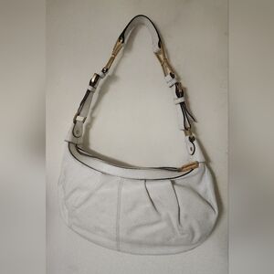 Calvin Klein Elegant White Shoulder Bag with Gold Accents